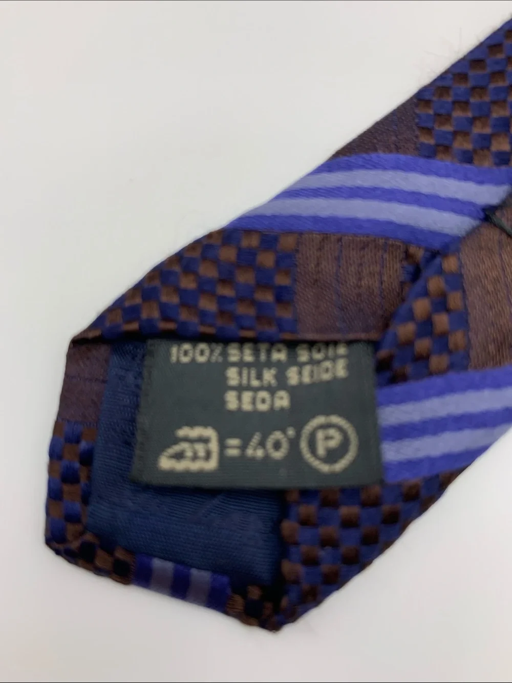 Ermenegildo Zegna Silk Tie Brown Purple Geometric Woven Made in Italy